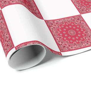 Rote Bandana-Druck-und Weiß-Blöcke Geschenkpapier