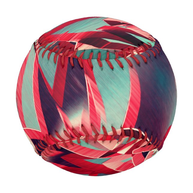 Rote Bänder über bläulich grau, tropfend Baseball (Rückseite)