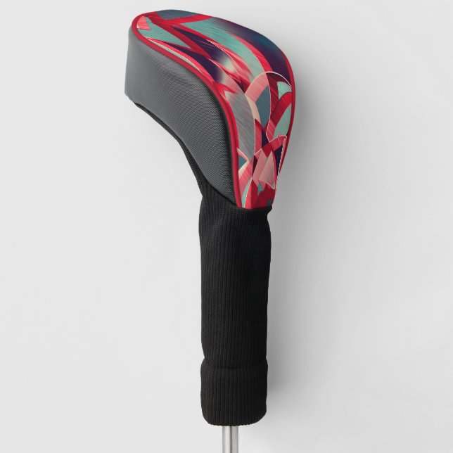 Rote Bänder über bläulich grau, tropfend Golf Headcover (angewinkelt)