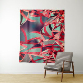 Rote Bänder über bläulich grau, tropfend Wandteppich