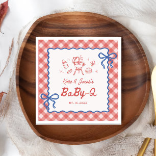 Rote Barbecue Baby-Q Baby Shower Servietten