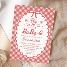 Rote Barbecue-Baby-Q-Einladung zur Babyparty