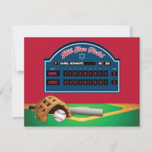 Rote Baseball-Bar Mitzvah-Empfang-Karte der Marine Einladung