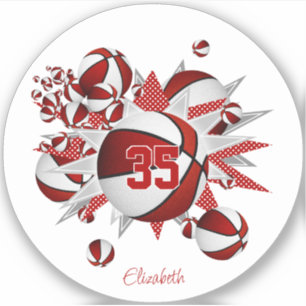 Rote Basketball-Stars Jerodynummer Aufkleber