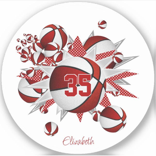 Rote Basketball-Stars Jerodynummer Aufkleber (Vorderseite)