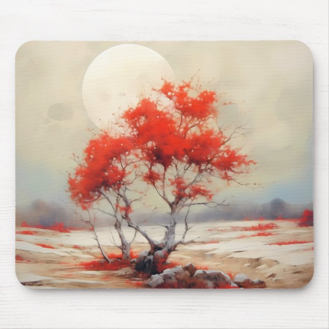 Rote Baumlandschaft Mousepad (Vorne)