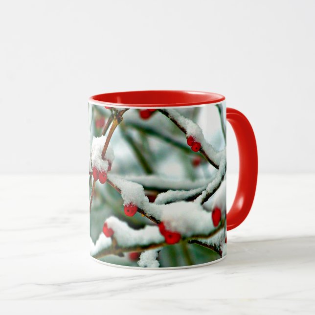 Rote Beeren im Schnee 2025 Tasse (VorderseiteRechts)