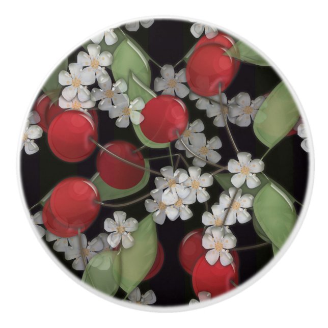 Rote Beeren Keramikknauf (Vorderseite)