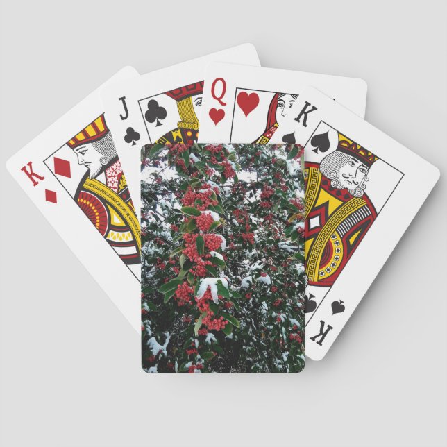 Rote Beeren, schneebedeckt Spielkarten (Rückseite)