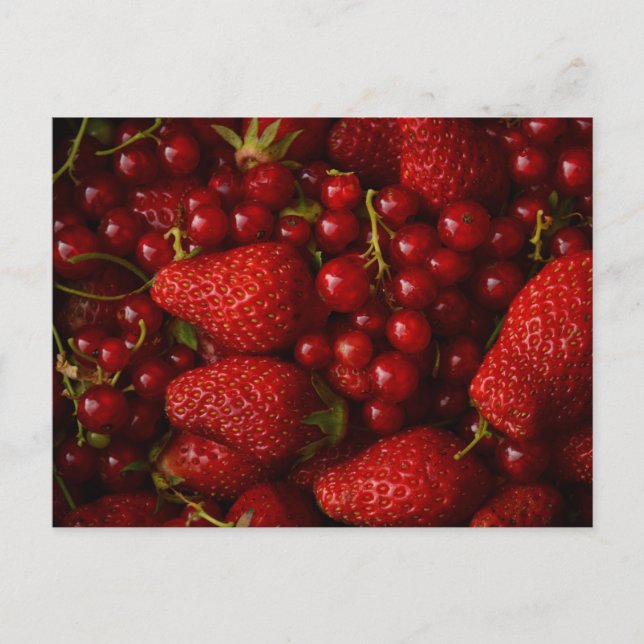 Rote Beeren und Erdbeeren Postkarte (Vorderseite)