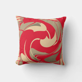 Rote Beige Taupe Abstrakte Blume wirbeln Design Kissen
