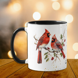 Rote Berries Kardinal Birds Tasse