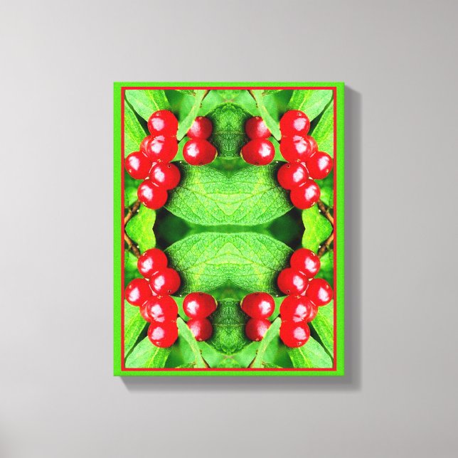 Rote Berries mit Abstrakter Raindrops Leinwanddruck (Vorderseite)