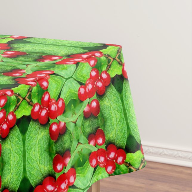 Rote Berries mit Abstrakter Raindrops Tischdecke (Beispiel)