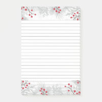 Rote Berries und Silbertanne Post-It® Notes, 4" x 