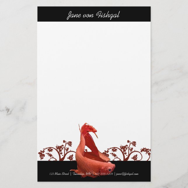 Rote Betta Fische mit Natur-Akzenten Briefpapier (Vorderseite)