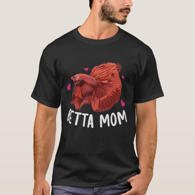 Rote Betta-Mutter Siamese Kampffischliebhaber Aest T-Shirt (Vorderseite)