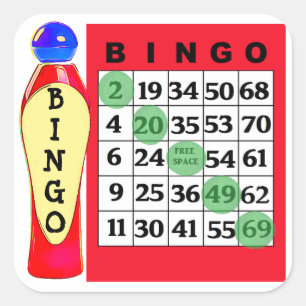 Rote BINGO u. Dauber-Aufkleber Quadratischer Aufkleber