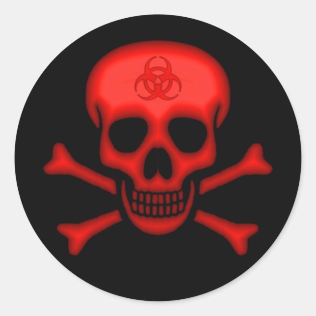 Rote Biogefährdung Skull-Aufkleber Runder Aufkleber (Vorderseite)