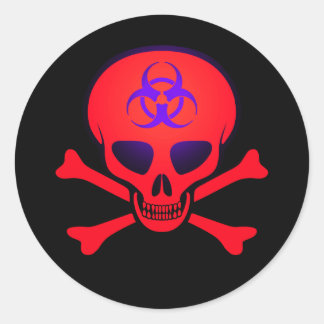 Rote Biogefährdung Skull und Crossbones Sticker