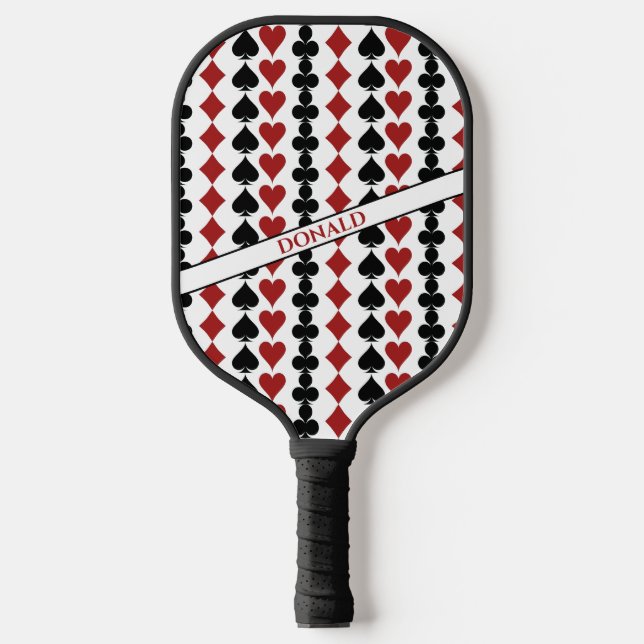 Rote Black Playing Card Anzüge Casino Muster Pickleball Schläger (Vorderseite)