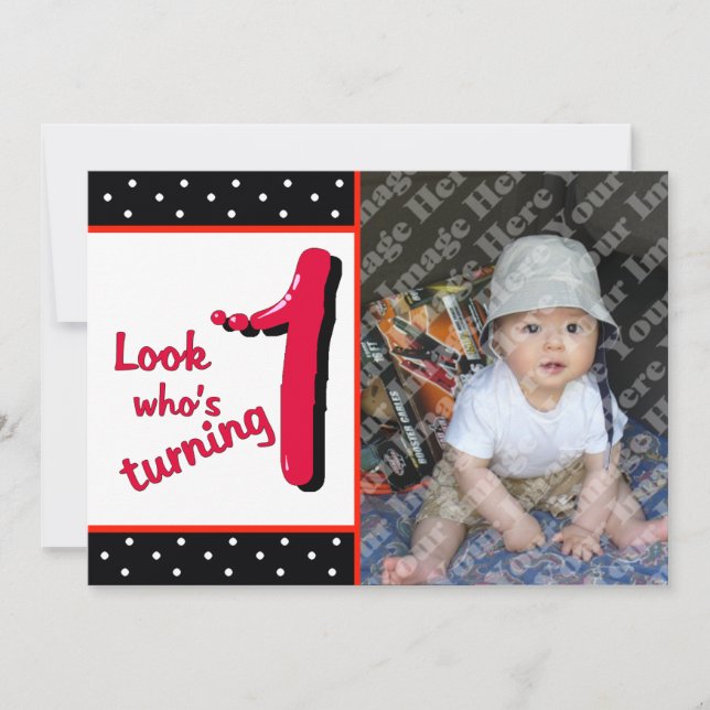 Rote Blase Brief Erste Geburtstagsfeier Einladung (Vorderseite)