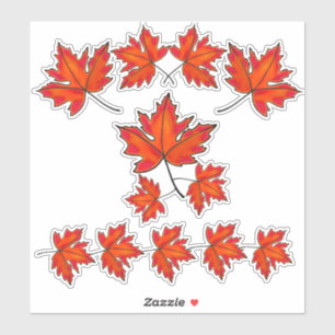 Rote Blätter, Ahorn-Blätter, Herbstfarben Aufkleber