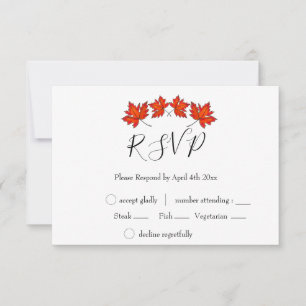 Rote Blätter, Ahorn-Blätter, Herbstfarben RSVP Karte