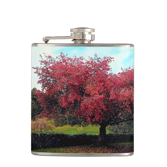 Rote Blätter Flachmann (Vorderseite)