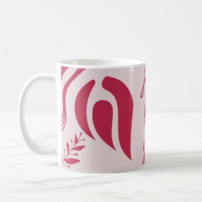 Rote Blätter und Nur für Sie Text Kaffeetasse (Links)