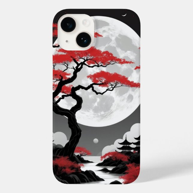 rote Blätter und Vollmond Case-Mate iPhone 14 Hülle (Rückseite)