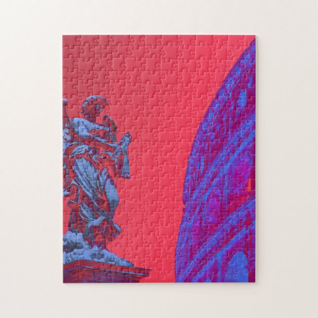 Rote, blaue digitale Kunst des Kolosseums und Stat (Vertikal)