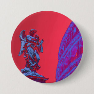 Rote, blaue digitale Kunst des Kolosseums und Stat Button