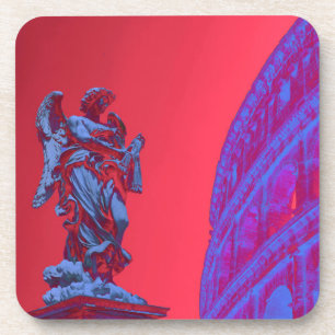 Rote, blaue digitale Kunst des Kolosseums und Stat Getränkeuntersetzer