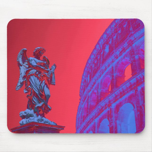 Rote, blaue digitale Kunst des Kolosseums und Stat Mousepad (Vorne)