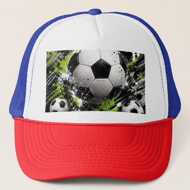 rote blaue farbige Kappe Fußball Design (Vorderseite)