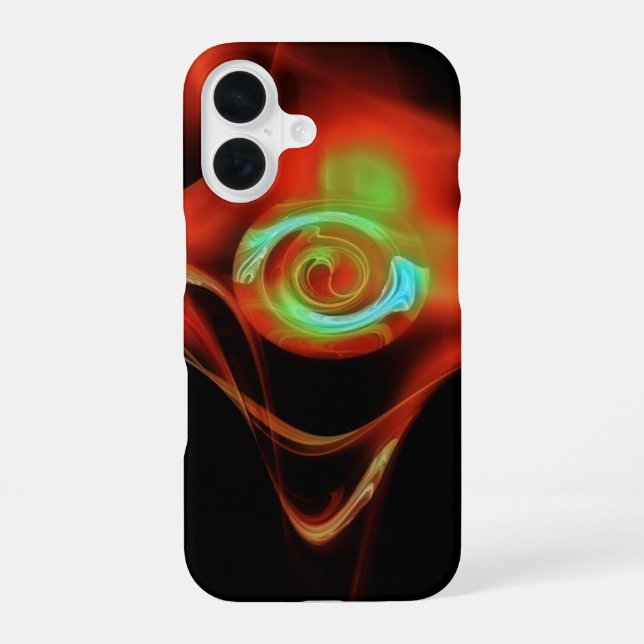 ROTE BLAUE FRACTAL ROSE iPhone 16 HÜLLE (Rückseite)