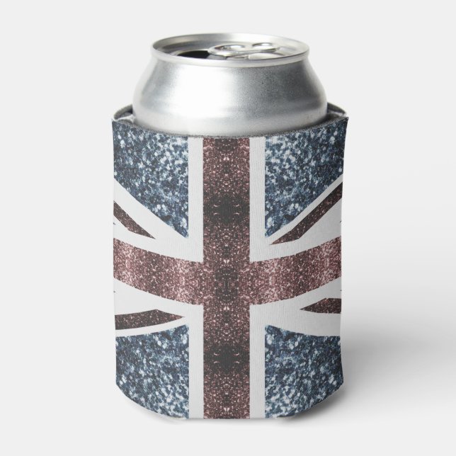 Rote blaue Glitzern unter der Flagge Rustikales UK Dosenkühler (Kanne Vorderseite)