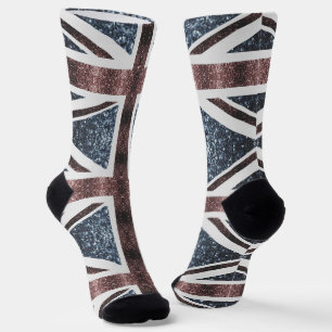 Rote blaue Glitzern unter der Flagge Rustikales UK Socken