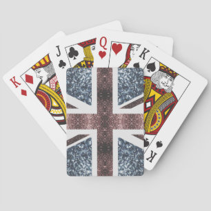 Rote blaue Glitzern unter der Flagge Rustikales UK Spielkarten
