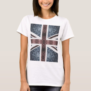 Rote blaue Glitzern unter der Flagge Rustikales UK T-Shirt