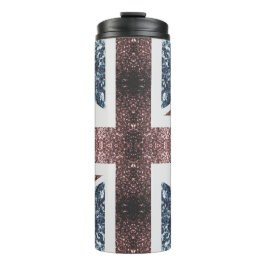 Rote blaue Glitzern unter der Flagge Rustikales UK Thermosbecher