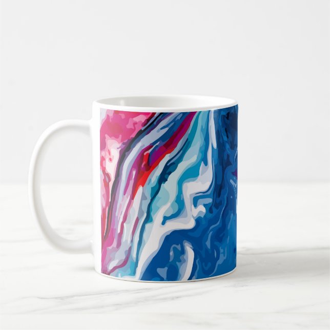 Rote blaue Marmortextur Kaffeetasse (Links)