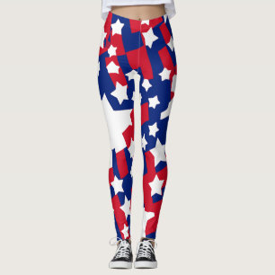Rote & blaue patriotische Leggings für den 4. Juli
