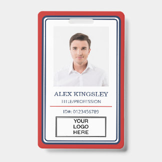 Rote blaue Rand Name Titel Logo Foto ID Ausweis