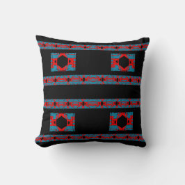 Rote Blaue Schwarze Mediterrane Große Mosaikfliese Kissen