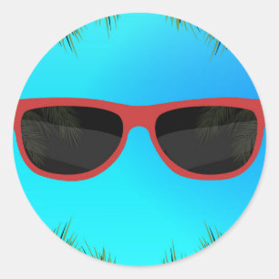Rote Blaue Sommer Schattierungen Sonnenbrille Stra Runder Aufkleber