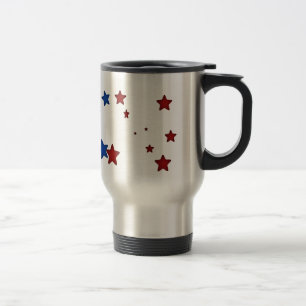 Rote, blaue Sterne Reise-Tasse Reisebecher