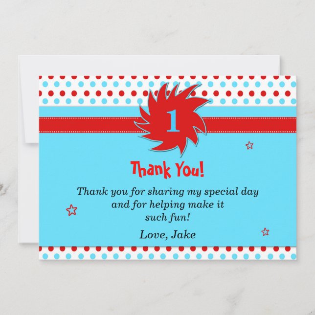 Rote blaue Tupfen danken Ihnen zu kardieren Dankeskarte (Vorderseite)