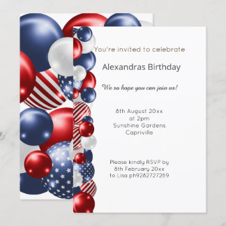 ROTE BLAUE WHUE PATRIOTIC BALLOON BANNER EINLADUNG